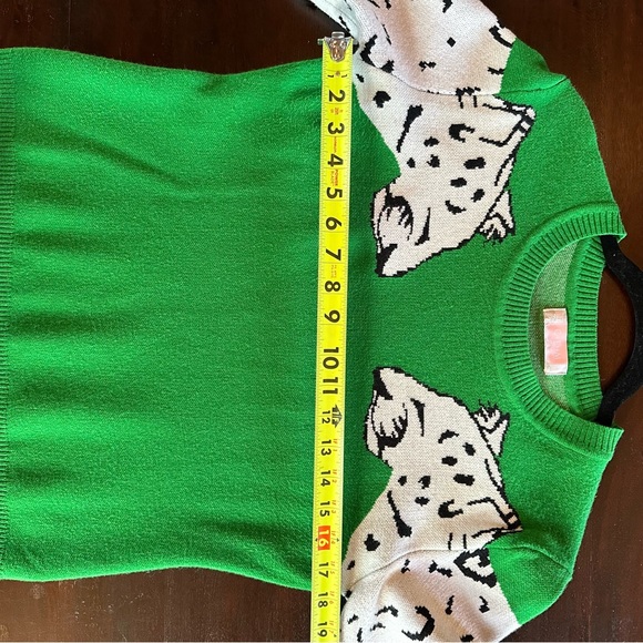 CDM Unique Snow Leopard Green Crew Neck Women’s- M - Cotton blend Sweater - Picture 8 of 8